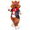Brown Cat with Glasses Mascot Costumes Cartoon