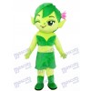 Green Female Elf Wizard with Flower Mascot Costume Cartoon