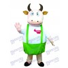 Fat Cow with Blue Overalls Mascot Costume Animal 