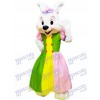 Easter Bunny in Colorful Dress Mascot Costume Cartoon 