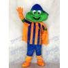 Happy Frog with Blue Hat and Orange Cape Mascot Costume Animal