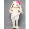 White Bunny Easter Rabbit Hare with Pink Bow Mascot Costume