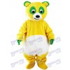 Yellow Bear with Green Eyes Mascot Costume Cartoon Animal 