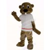 Alex the Beaver in White T-shirt Mascot Costume Animal