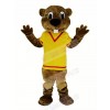 Brown Beaver in Yellow Shirt Mascot Costume Animal