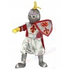 Silver Adult Knight St Norbert Mascot Costume with Red Cloak