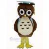 Brown Doctor Owl in Blue Vest Mascot Costume