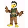 Cool Brown Eagle in Camouflage Vest Mascot Costume