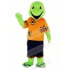 Green Lizard with Orange T-shirt Mascot Costume Cartoon