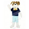 Saint Bernard Dog with Blue T-shirt Mascot Costume Cartoon