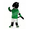 Black Horse in Green Jersey Mascot Costume Animal