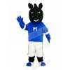 Black Horse in Blue Mascot Costume Animal	