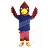 Red Cardinal Bird in Dark Blue Shirt Mascot Costume