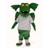 Dark Green Dragon with White T-shirt Mascot Costume