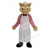 Chef Pig in White Apron Mascot Costume