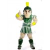 Green Spartan Trojan Knight Sparty with Shield Mascot Costume People