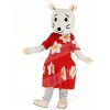 Gray Mouse with Red Dress Mascot Costume Cartoon