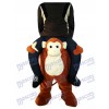 Piggyback Monkey Carry Me Ride Brown Monkey with a Banana Mascot Costume