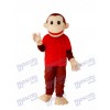 Happy Monkey in Red Shirts Mascot Adult Costume
