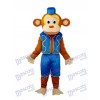 Clown Monkey in Blue Vest Mascot Adult Costume