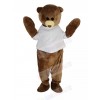 Cute Brown Bear with White Vest Mascot Costume