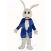 Easter White Rabbit in Blue Coat Mascot Costume