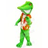 Smiling Green lizard Mascot Costume Cartoon