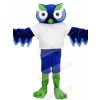 Cute Blue Owl with Green Eyebrow Mascot Costumes Animal