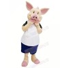 Pink Pig with White Suit Mascot Costumes Cheap