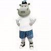 Sunny Hippo with White Shirt Mascot Costumes Cartoon