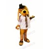 Brown Dog with Glasses Mascot Costumes Cartoon	