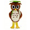 Brown Owl with Green Graduation Cap Mascot Costume Animal