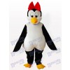 Cutie Penguin with Red Bowknot on the Head Adult Mascot Costume