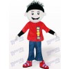 Red Boy Cartoon Adult Mascot Costume