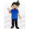 Little Boy in Blue Shirt Adult Mascot Costume