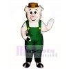 Farmer Piglet Pig Hog with Overalls & Hat Mascot Costume