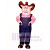Farmer Hog with Overalls & Hat Mascot Costume