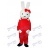 Easter Red Overall Rabbit Mascot Adult Costume