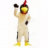 Friendly Beige Chicken with White Shirt Mascot Costumes Cartoon