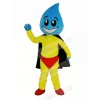 Water Drop Superman with Black Cape Mascot Costume