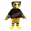 Brown Owl with Black T-shirt Mascot Costumes Cartoon	