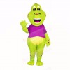 Green Dinosaur with Purple Shirt Mascot Costumes Cartoon