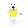 Cute White Dog with Yellow T-shirt Mascot Costumes Animal