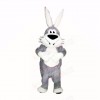 Smiling Grey and White Rabbit Mascot Costumes Cartoon