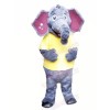 Fluffy Elephant with Yellow T-shirt Mascot Costumes 