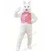 White Bunny Rabbit with Pink Vest Mascot Costumes Cheap	