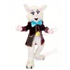 White Bunny with Blue Bowknot Mascot Costumes Animal