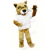 Brown Wildcat with T-shirt Mascot Costume Cartoon