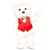 White Teddy Bear with Red Vest Mascot Costumes Cartoon