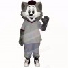 Grey and White Cat with Big Eyes Mascot Costumes Cartoon